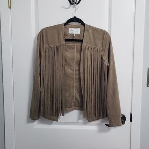 CUPCAKES & CASHMERE Faux Suede Fringe Jacket Blazer